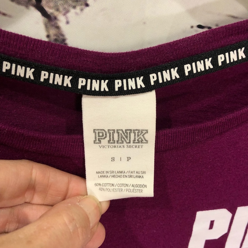 VS Pink Logo Striped Short Sleeved Tee: Purple - Picture 6 of 6